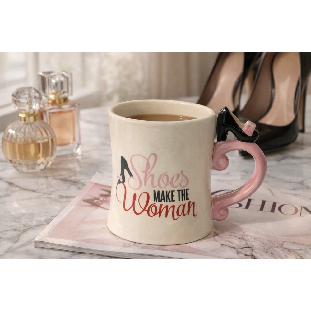Shoes‎ Make the Woman Mug High Heel Handle Pink Black Novelty Coffee Cup